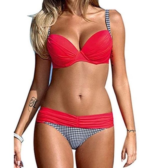Actloe Other - Actloe Women Color Block Bikini Swimsuit Two Pieces Swimwear Push up Bathing Sui